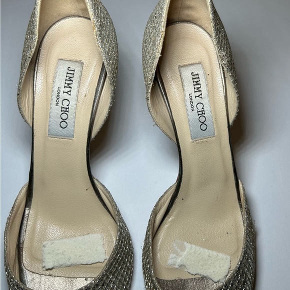 Jimmy Choo Glitter D'Orsay Pumps Peep-Toe Women's Shoes 8 —READ! - Picture 2 of 8